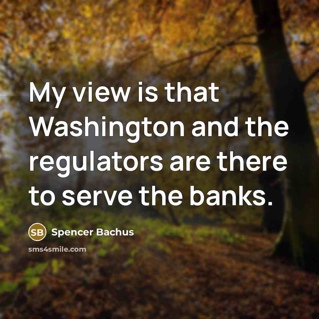 “My view is that Washington and the regulators are there to serve the banks.” quote by Spencer Bachus