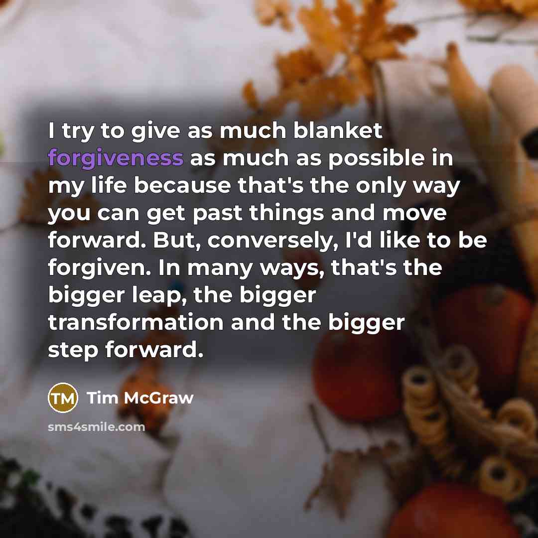 “I try to give as much blanket forgiveness as much…” quote by Tim McGraw