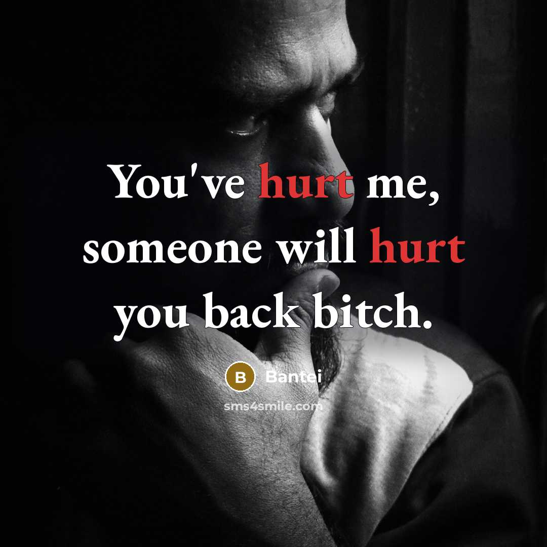 “You've hurt me, someone will hurt you back bitch.” quote by Bantei