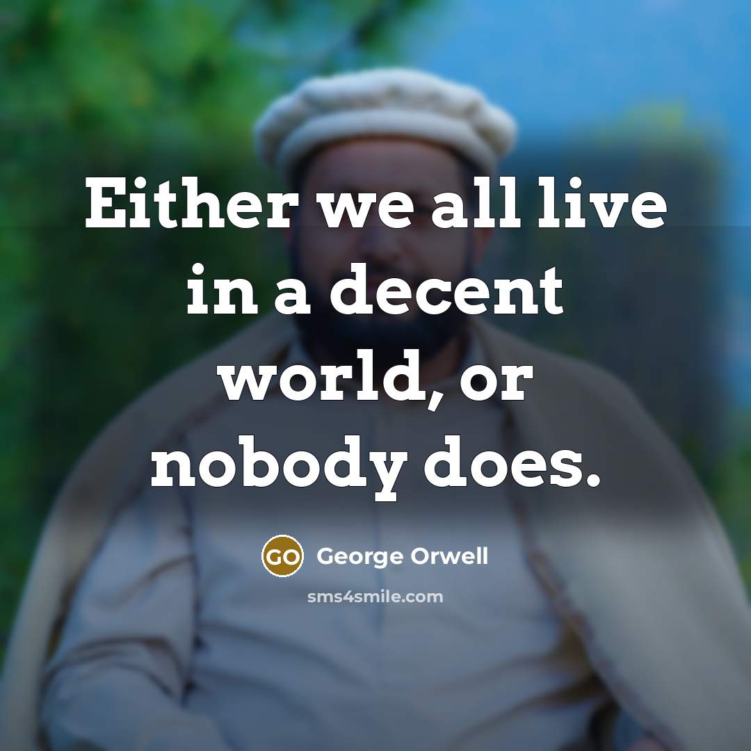 “Either we all live in a decent world, or nobody…” quote by George Orwell