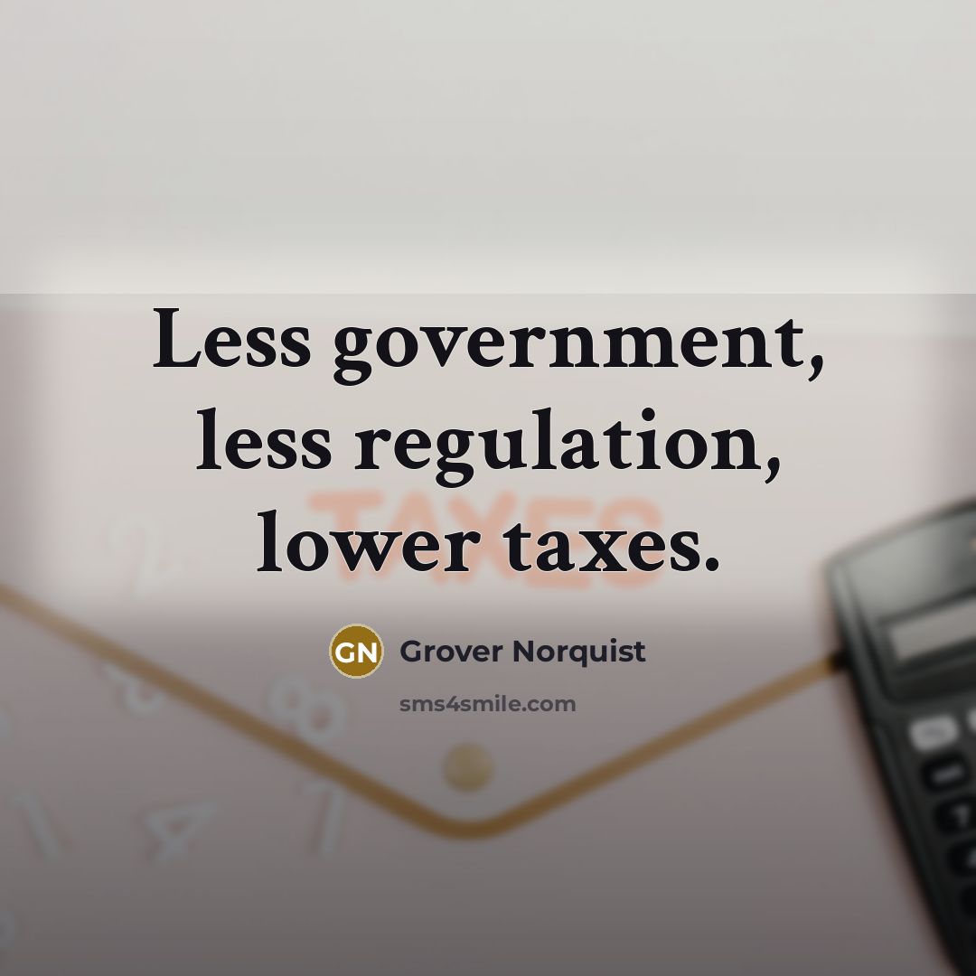 “Less government, less regulation, lower taxes.…” quote by Grover Norquist