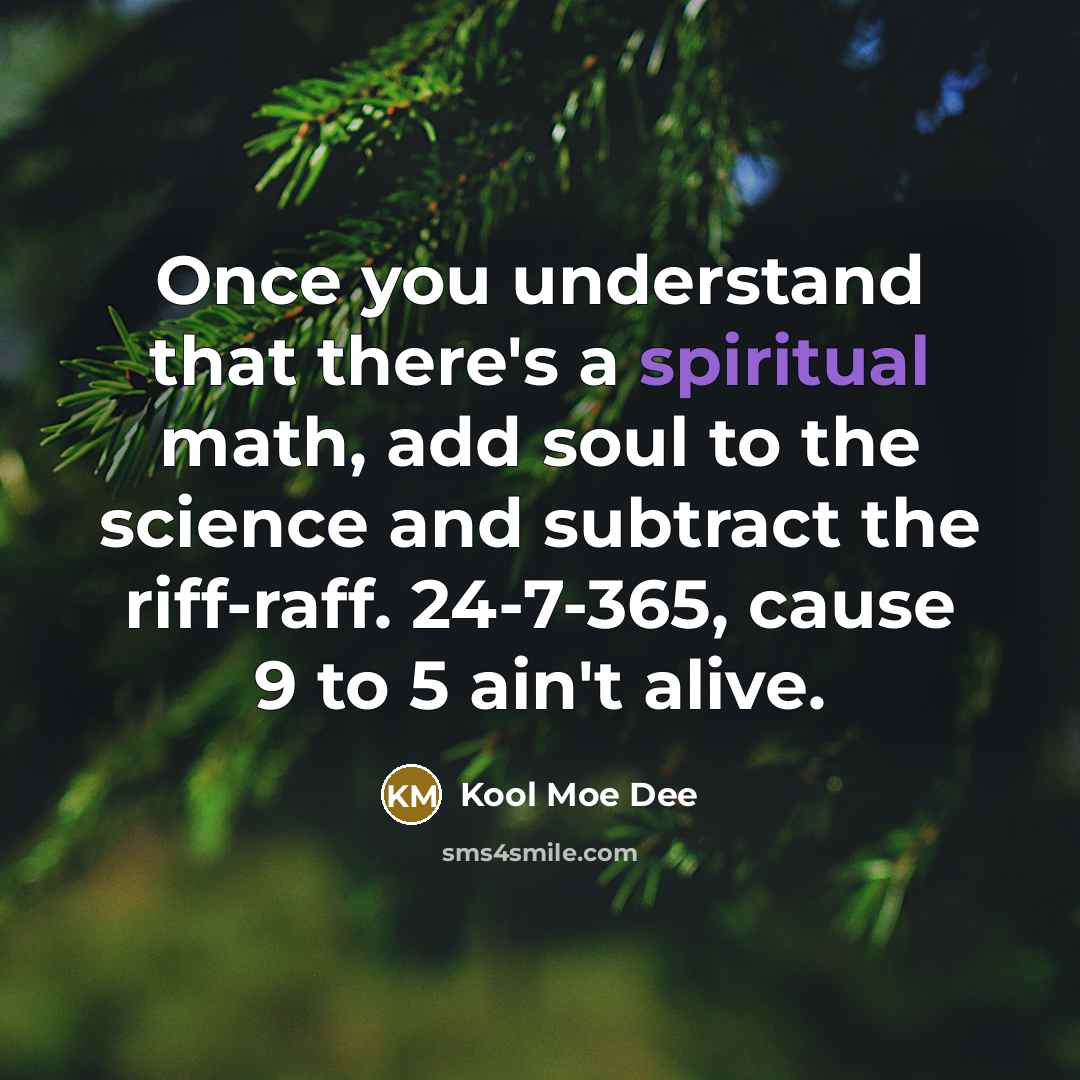 “Once you understand that there's a spiritual math, add soul…” quote by Kool Moe Dee