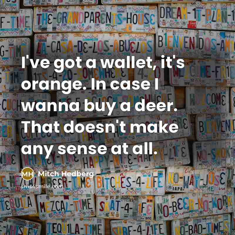 “I've got a wallet, it's orange. In case I wanna…” quote by Mitch Hedberg