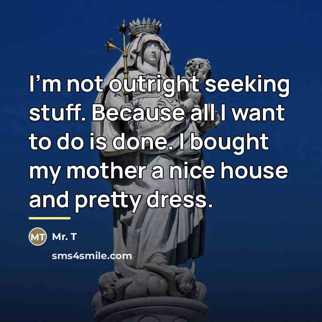 “I'm not outright seeking stuff. Because all I want to…” quote by Mr. T