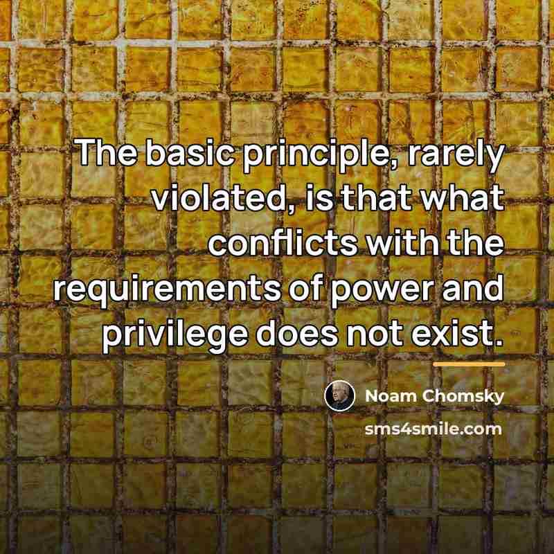 “The basic principle, rarely violated, is that what conflicts with…” quote by Noam Chomsky