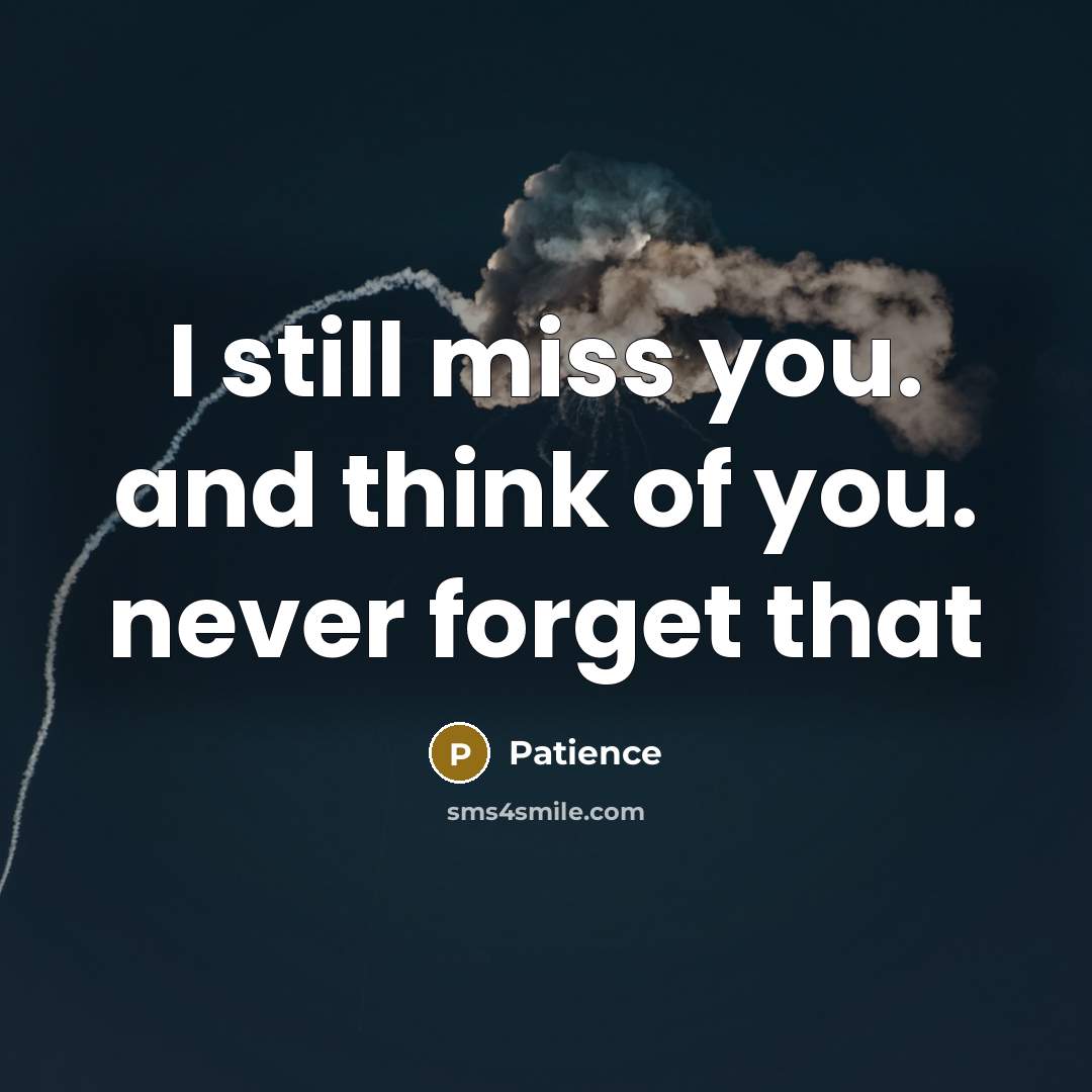 “I still miss you. and think of you. never forget that” quote by Patience