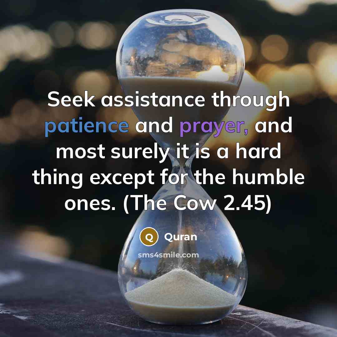 “Seek assistance through patience and prayer, and most surely it…” quote by Quran