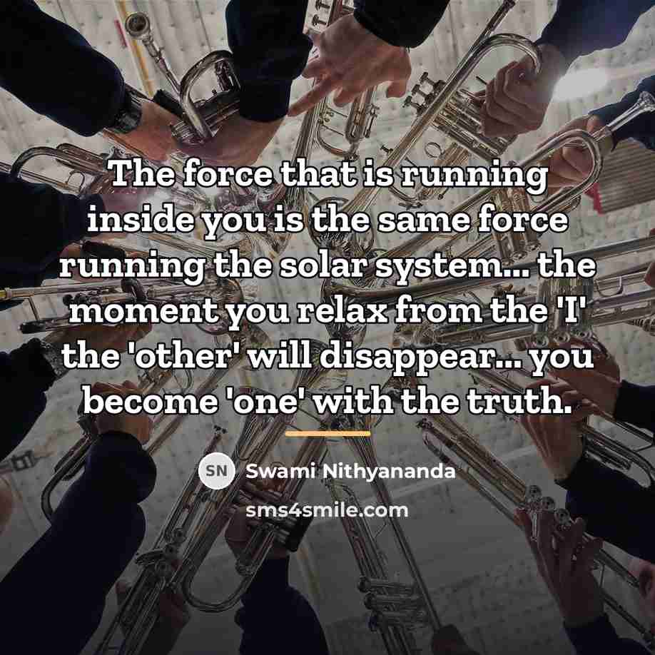 “The force that is running inside you is the same…” quote by Swami Nithyananda