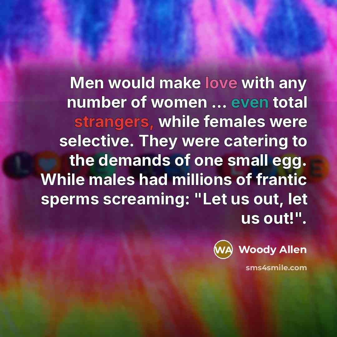“Men would make love with any number of women ...…” quote by Woody Allen