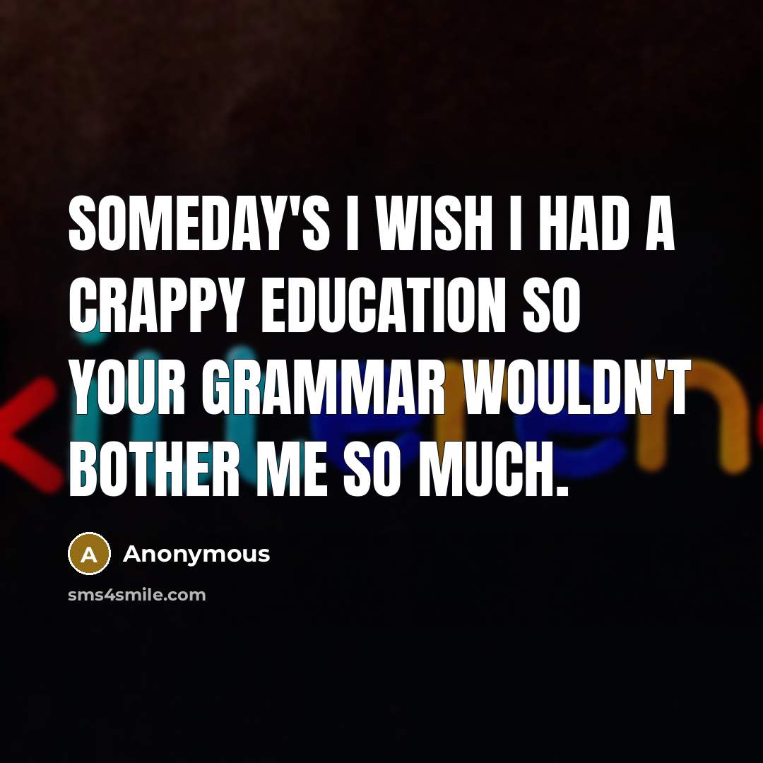 “Someday's I wish I had a crappy education so your…” quote by Anonymous