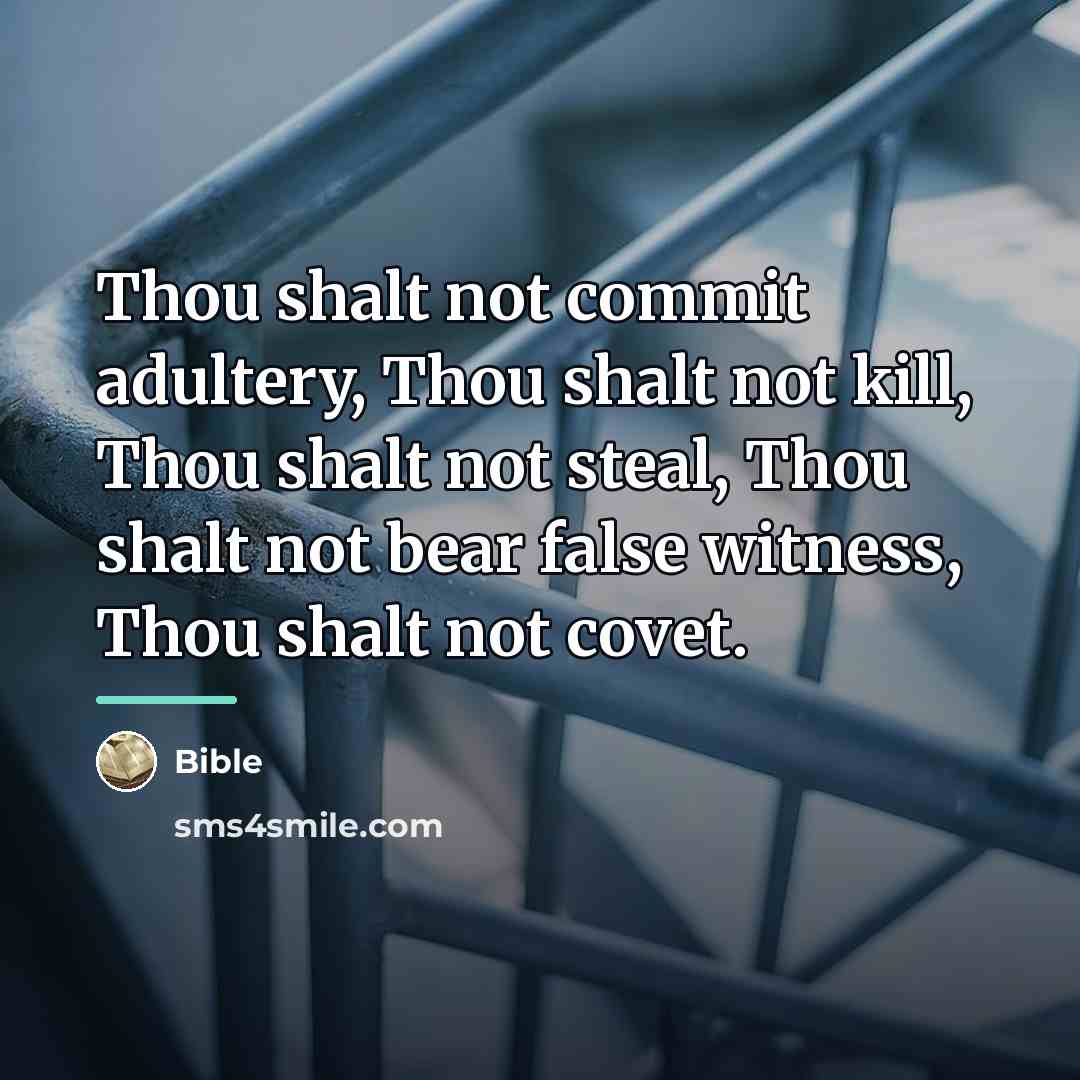“Thou shalt not commit adultery, Thou shalt not kill, Thou…” quote by Bible