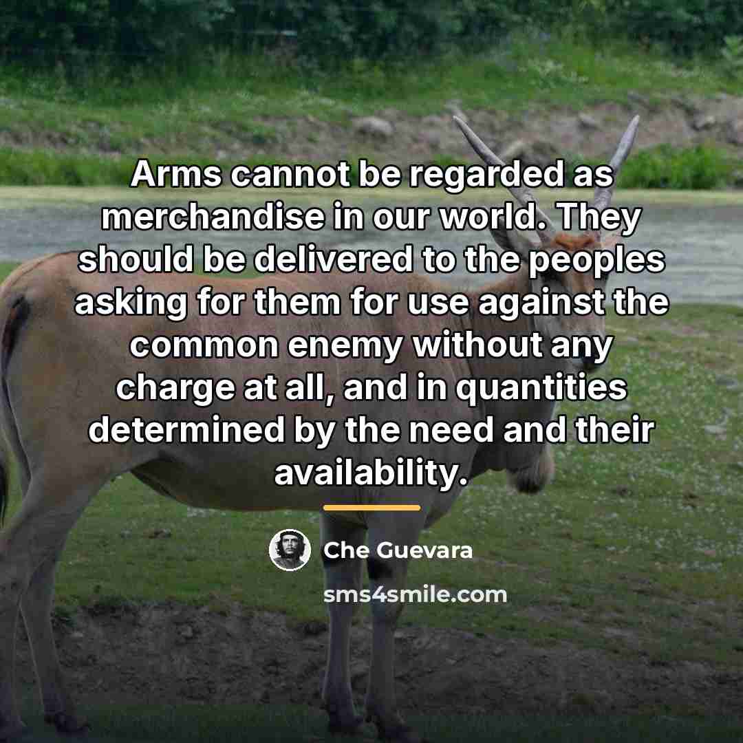 “Arms cannot be regarded as merchandise in our world. They…” quote by Che Guevara