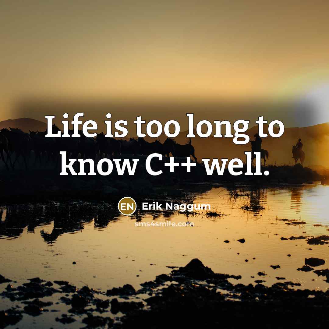 “Life is too long to know C++ well.…” quote by Erik Naggum