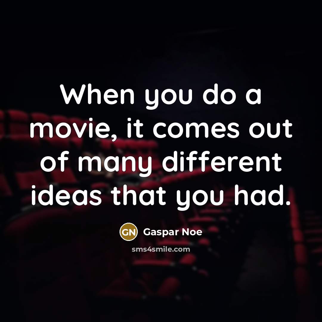 “When you do a movie, it comes out of many different ideas that you had.” quote by Gaspar Noe