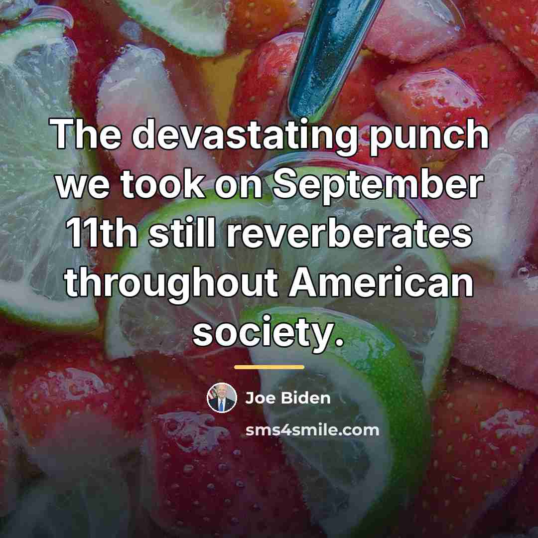 “The devastating punch we took on September 11th still reverberates…” quote by Joe Biden