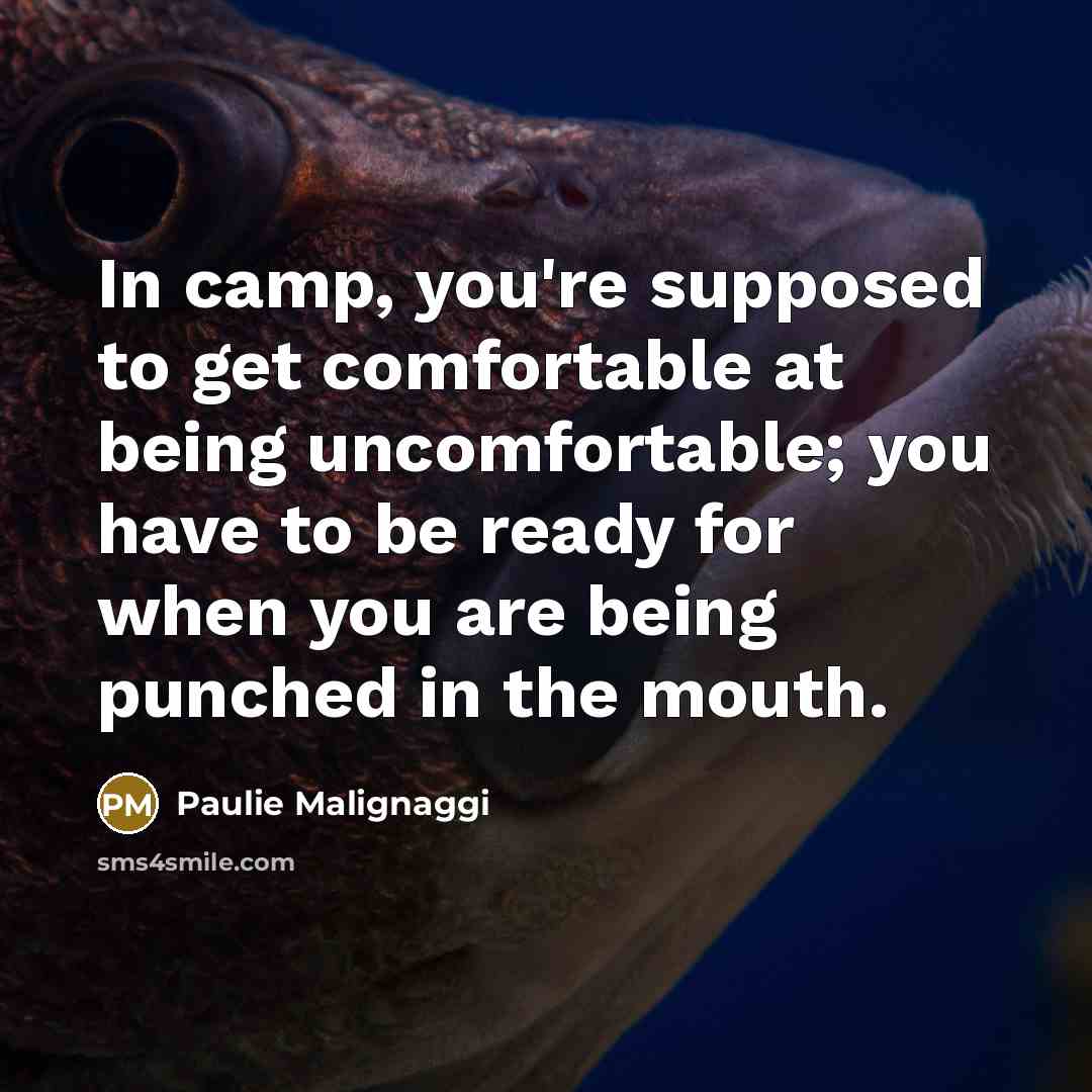 “In camp, you're supposed to get comfortable at being uncomfortable;…” quote by Paulie Malignaggi
