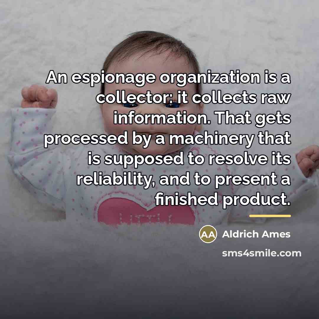 “An espionage organization is a collector: it collects raw information.…” quote by Aldrich Ames
