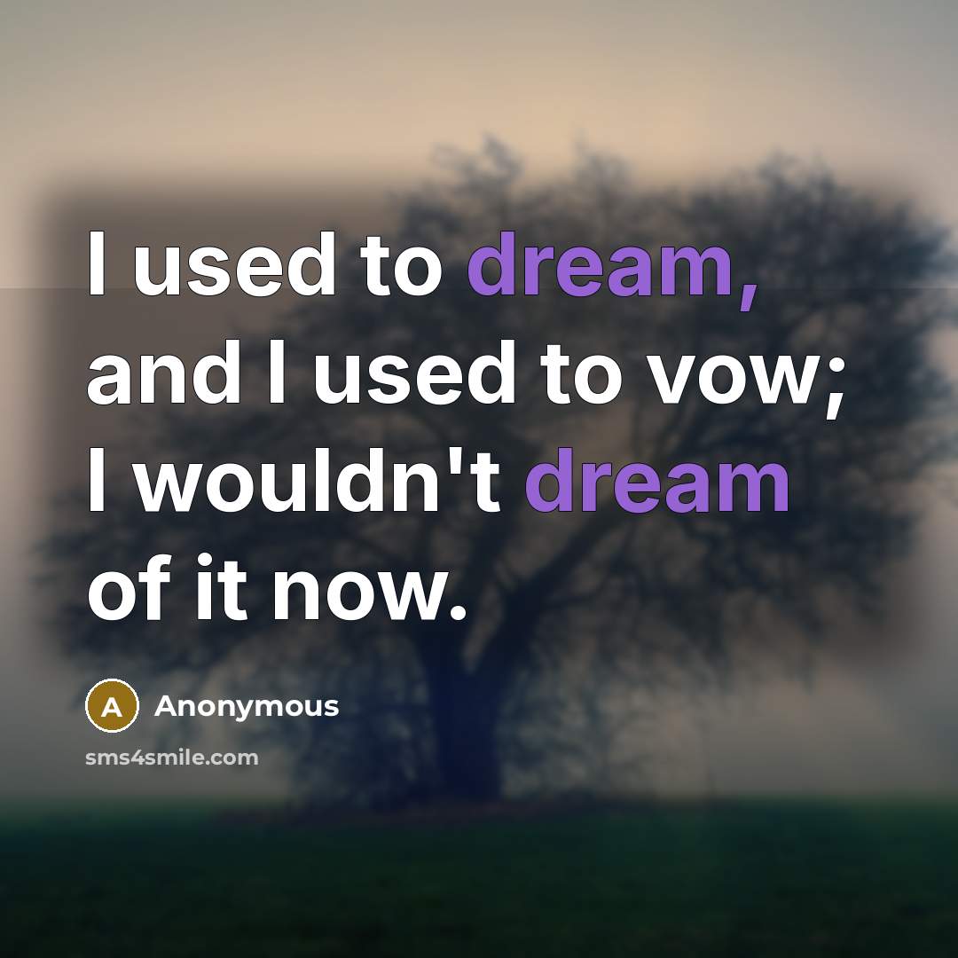 “I used to dream, and I used to vow; I…” quote by Anonymous