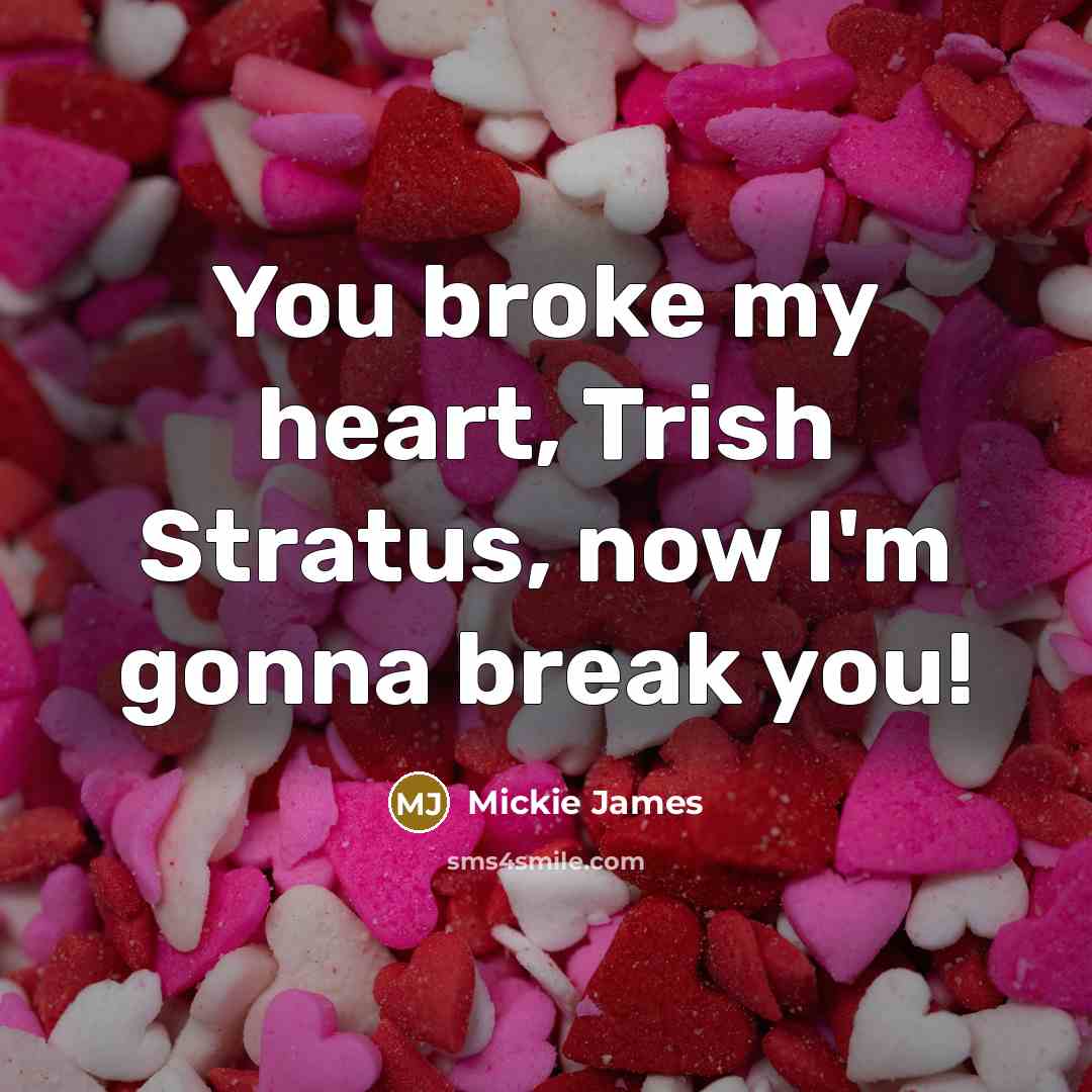 “You broke my heart, Trish Stratus, now I'm gonna break…” quote by Mickie James