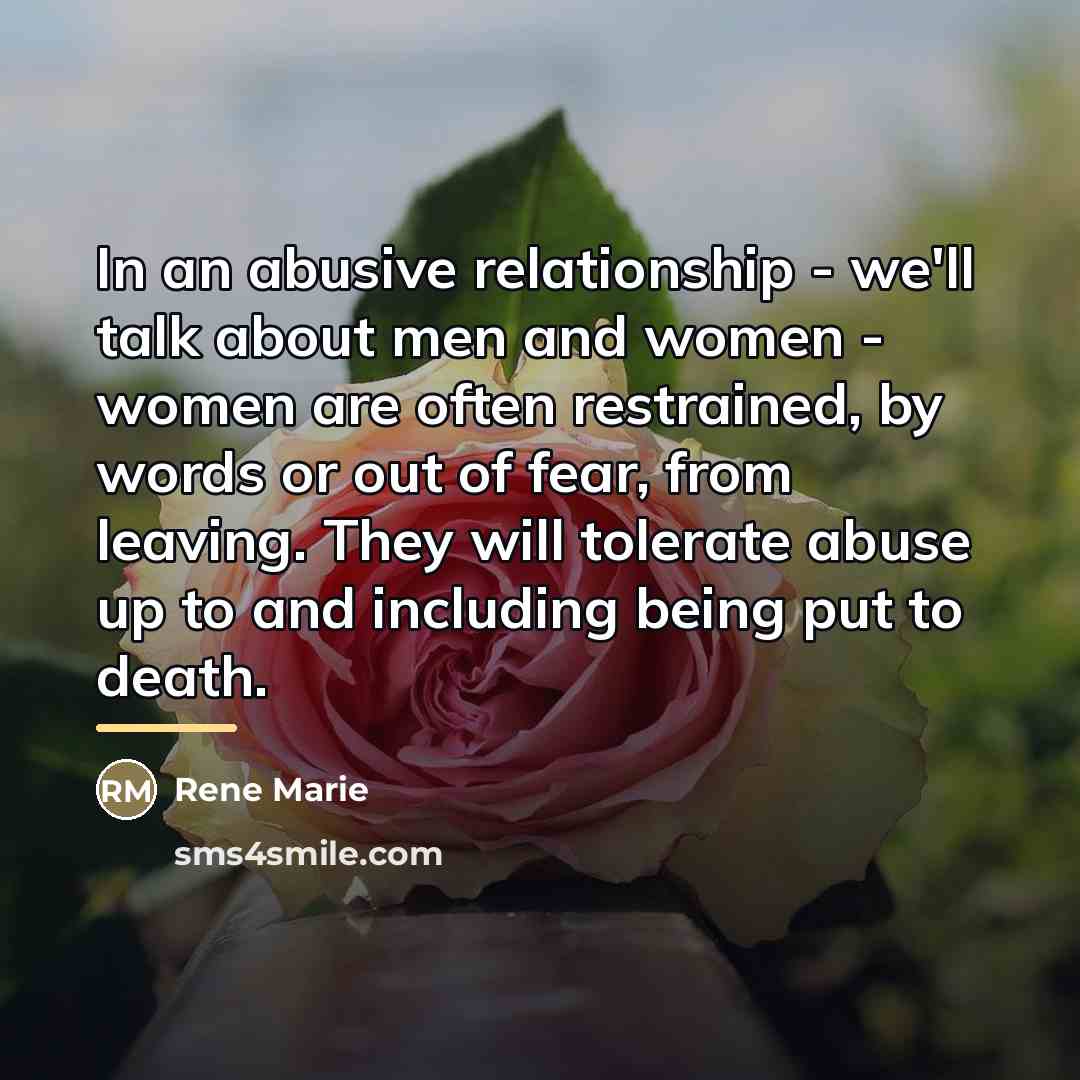 “In an abusive relationship - we'll talk about men and…” quote by Rene Marie
