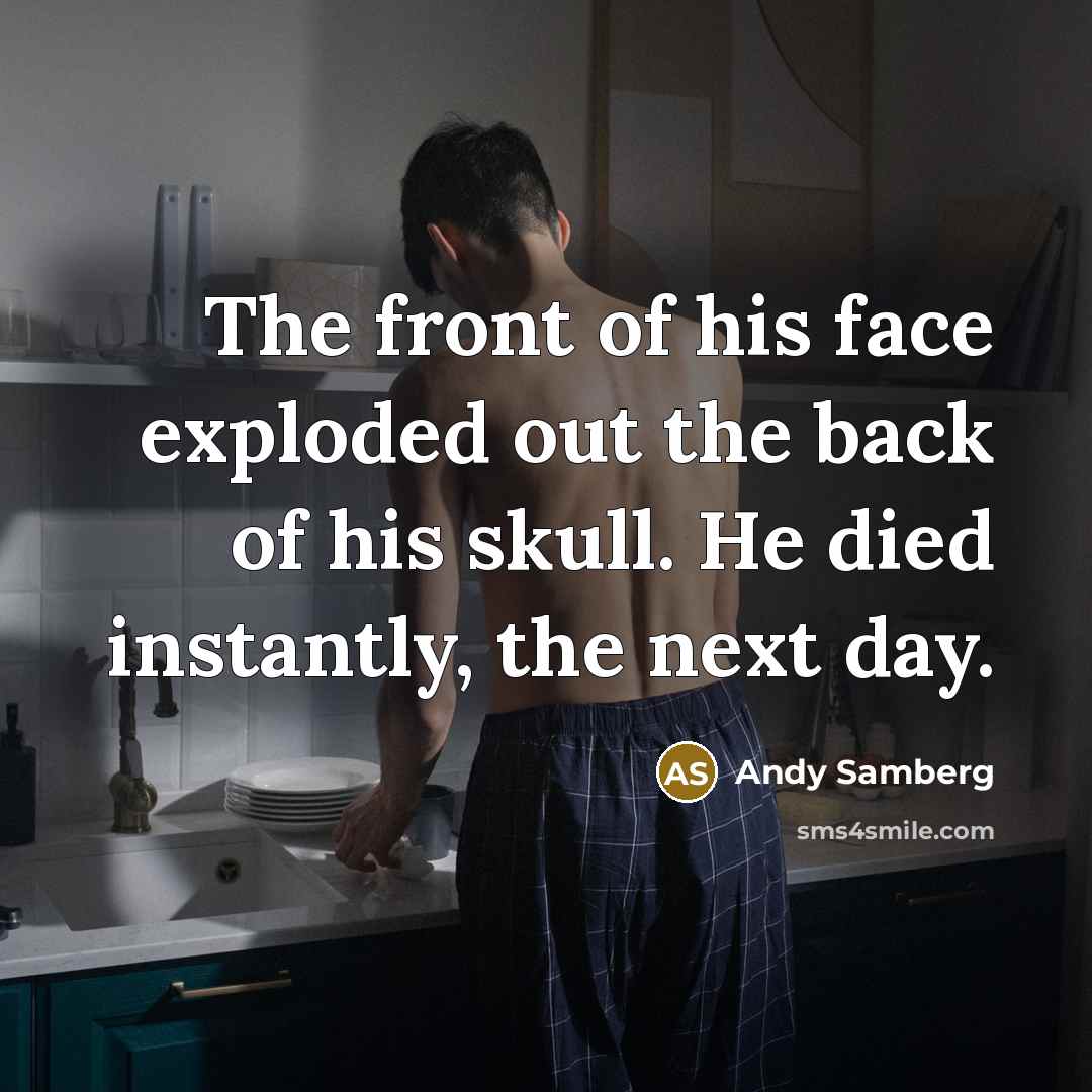 “The front of his face exploded out the back of…” quote by Andy Samberg