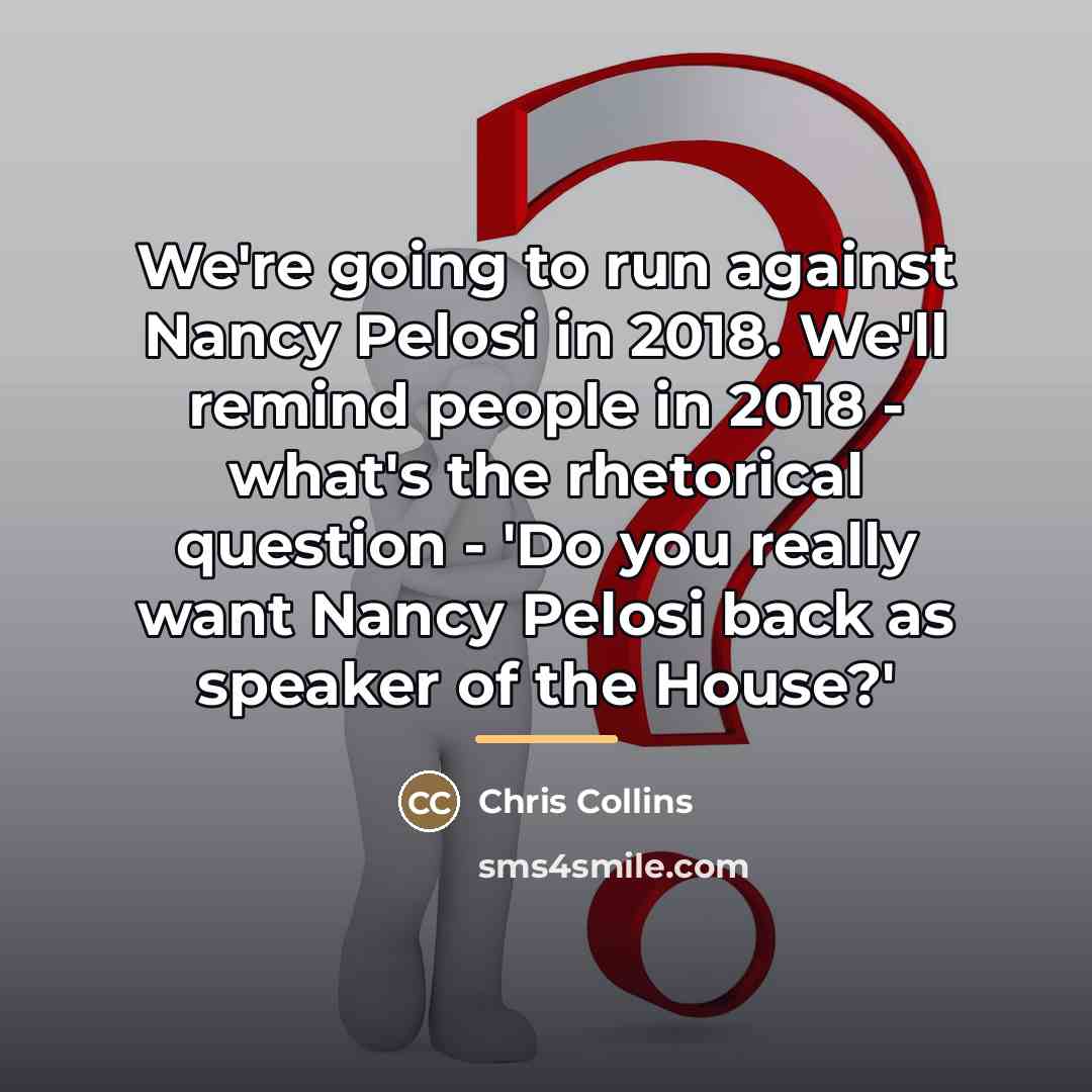 “We're going to run against Nancy Pelosi in 2018. We'll…” quote by Chris Collins