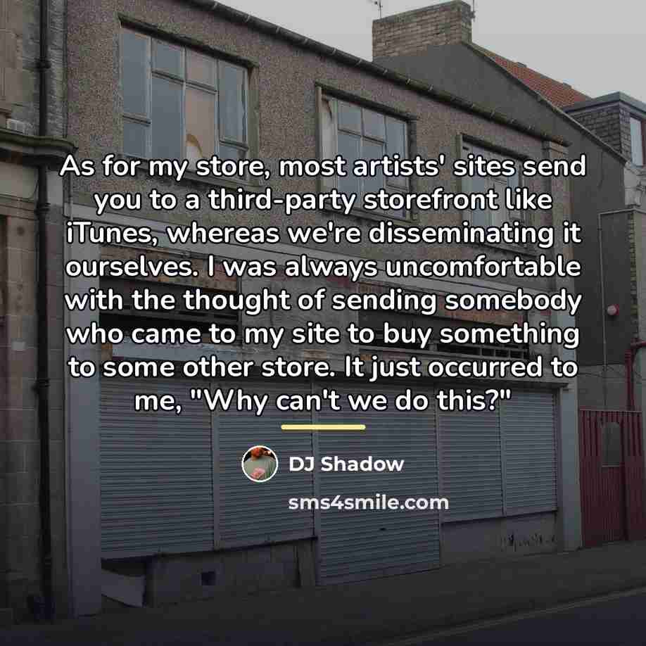 “As for my store, most artists' sites send you to…” quote by DJ Shadow