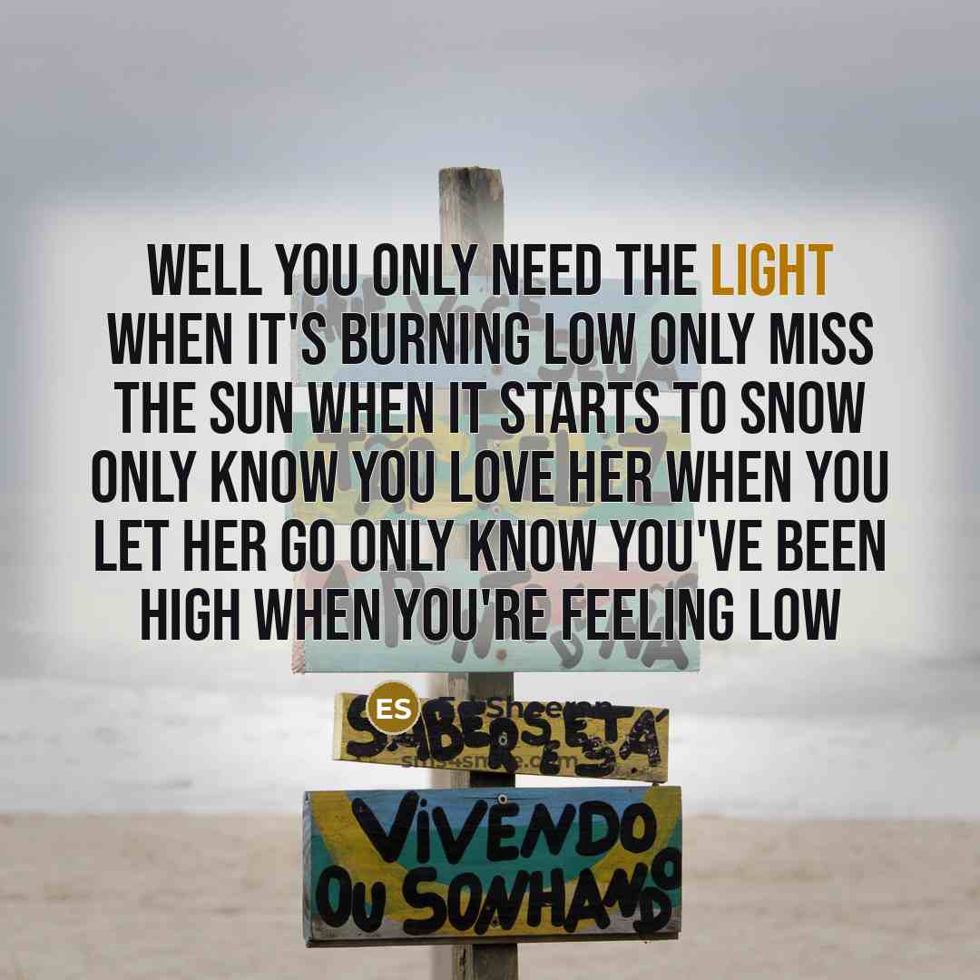 “Well you only need the light when it's burning low Only miss the sun when it starts to snow Only know you love her when you let her go Only know you've been high when you're feeling low” quote by Ed Sheeran