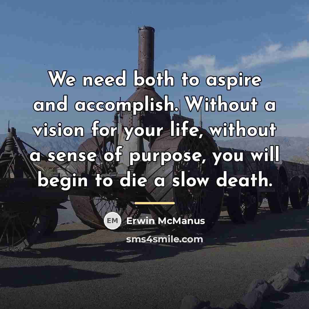 “We need both to aspire and accomplish. Without a vision…” quote by Erwin McManus