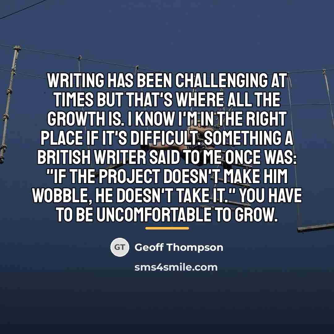 “Writing has been challenging at times but that's where all…” quote by Geoff Thompson