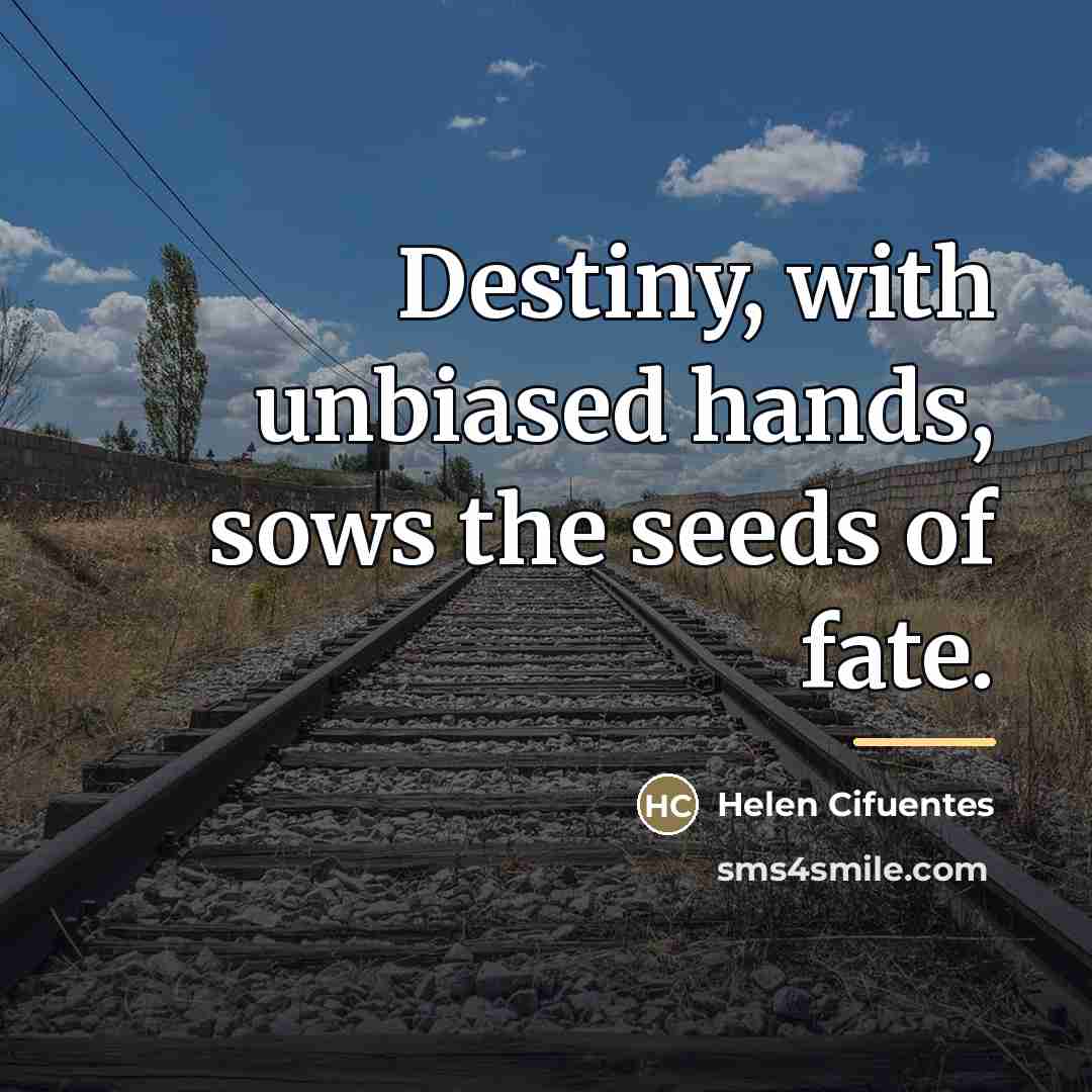 “Destiny, with unbiased hands, sows the seeds of fate.…” quote by Helen Cifuentes