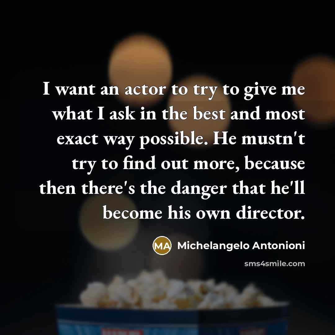 “I want an actor to try to give me what…” quote by Michelangelo Antonioni