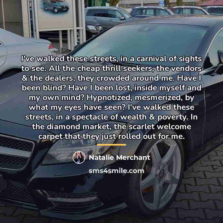 “I've walked these streets, in a carnival of sights to…” quote by Natalie Merchant