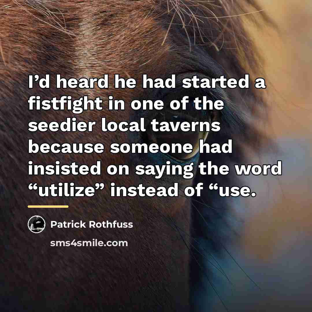 “I’d heard he had started a fistfight in one of…” quote by Patrick Rothfuss