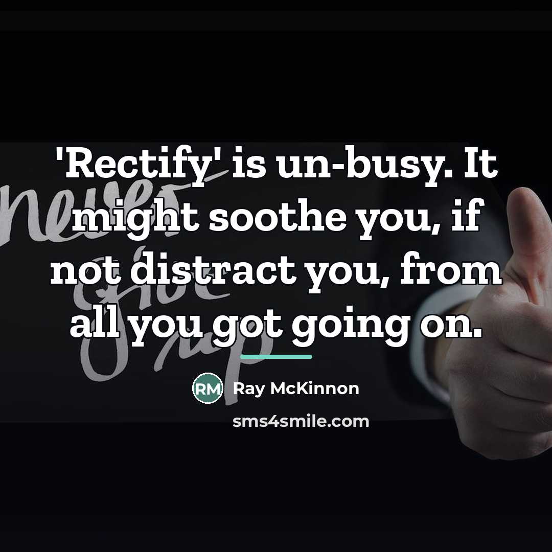 “'Rectify' is un-busy. It might soothe you, if not distract…” quote by Ray McKinnon