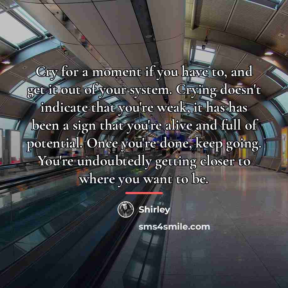 “Cry for a moment if you have to, and get…” quote by Shirley