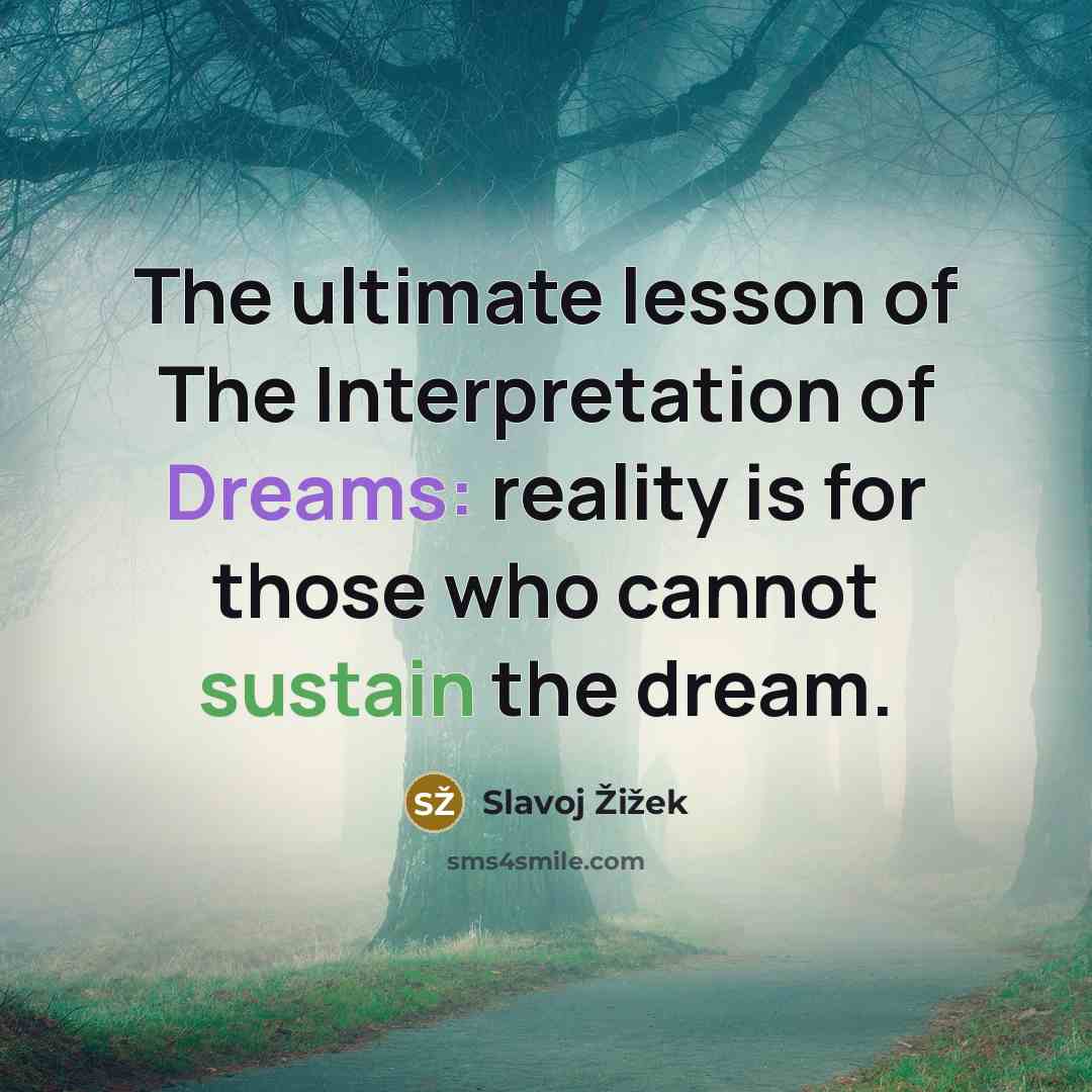 “The ultimate lesson of The Interpretation of Dreams: reality is…” quote by Slavoj Žižek