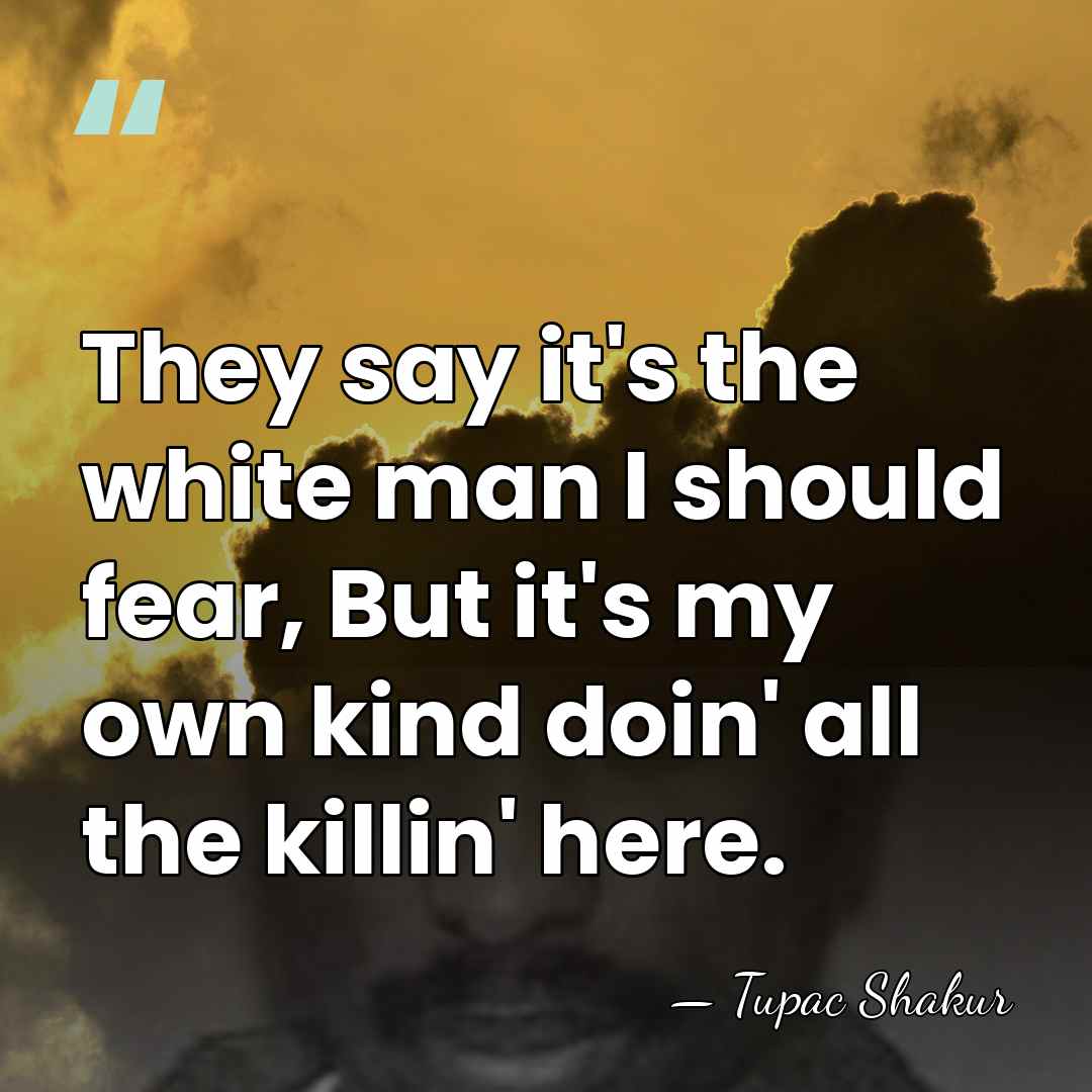 They say it's the white man I should fear, But it's my&hellip; - Tupac Shakur