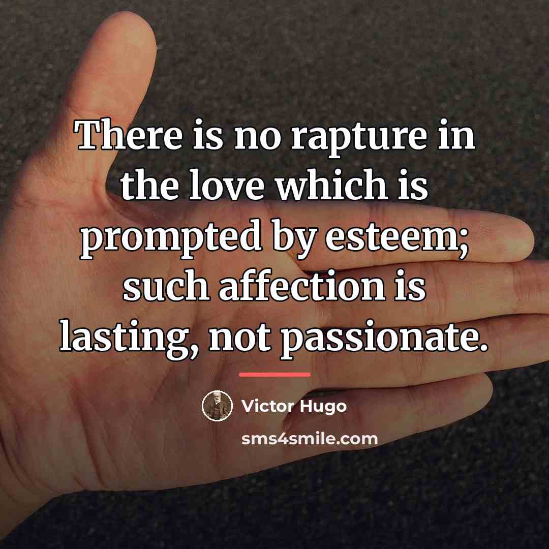 “There is no rapture in the love which is prompted…” quote by Victor Hugo