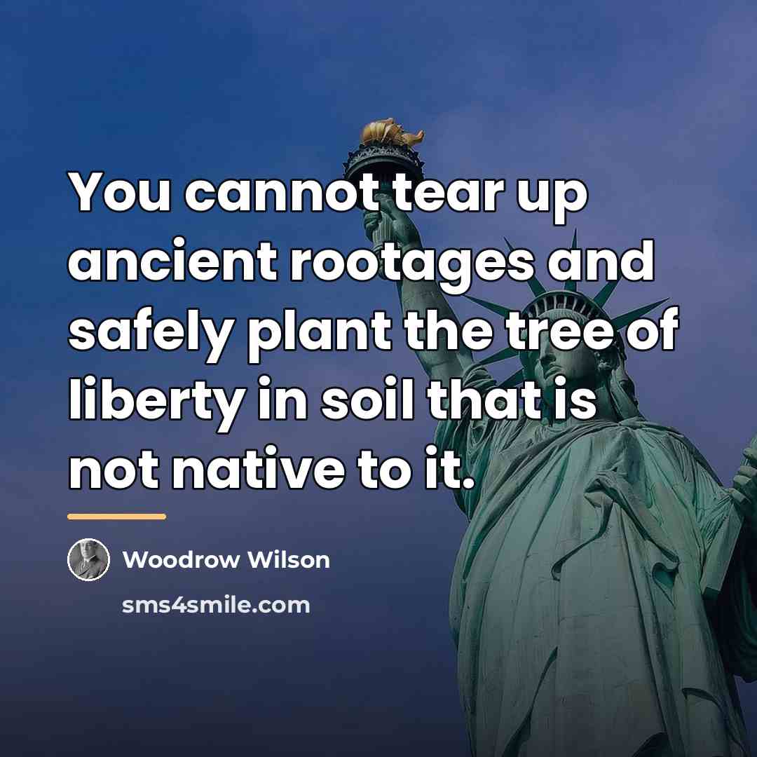 “You cannot tear up ancient rootages and safely plant the…” quote by Woodrow Wilson