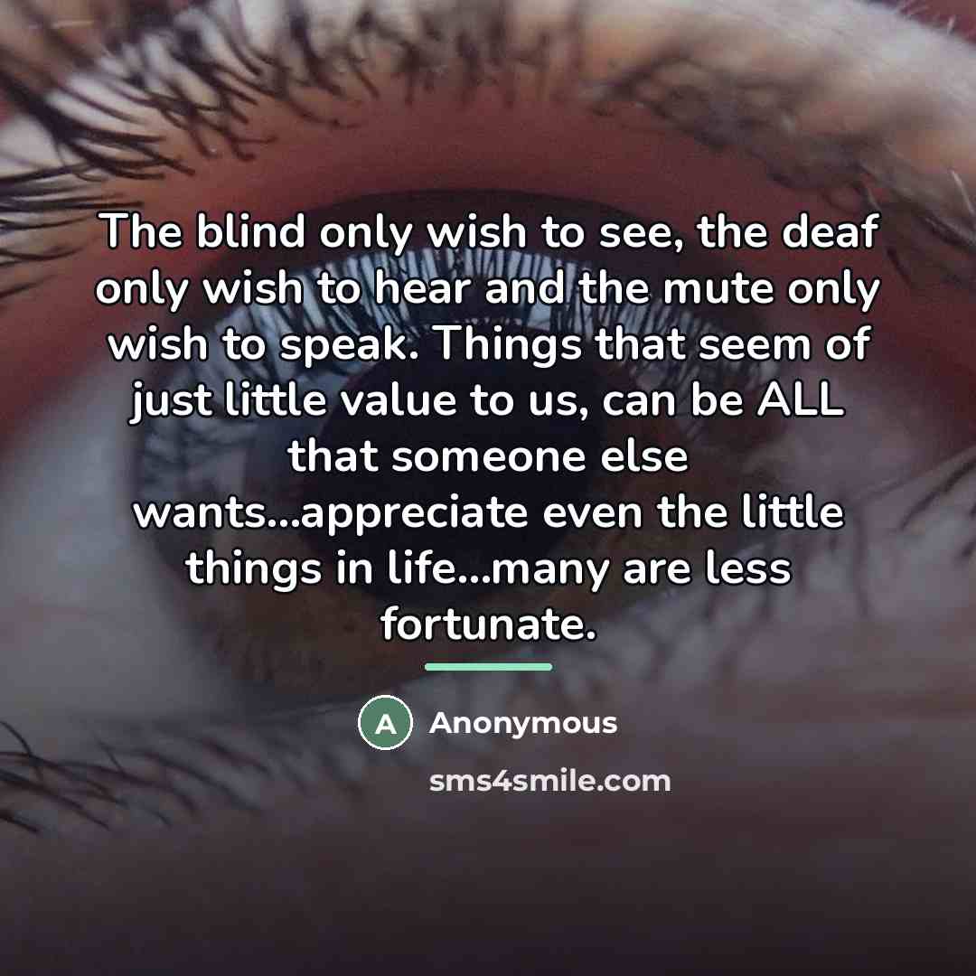 “The blind only wish to see, the deaf only wish…” quote by Anonymous