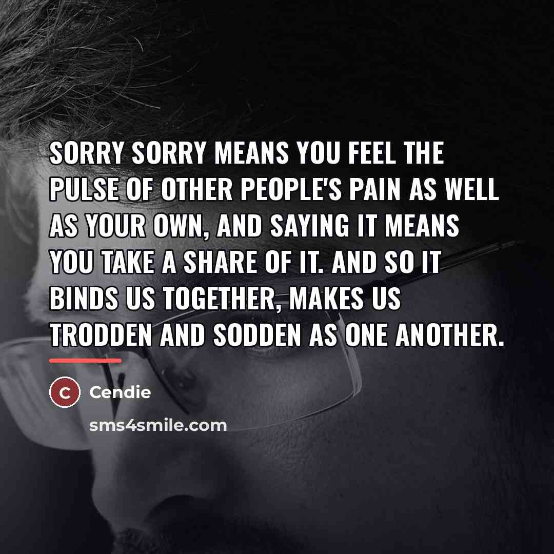 “Sorry Sorry means you feel the pulse of other people's…” quote by Cendie