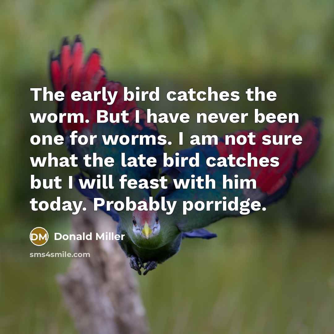 “The early bird catches the worm. But I have never…” quote by Donald Miller