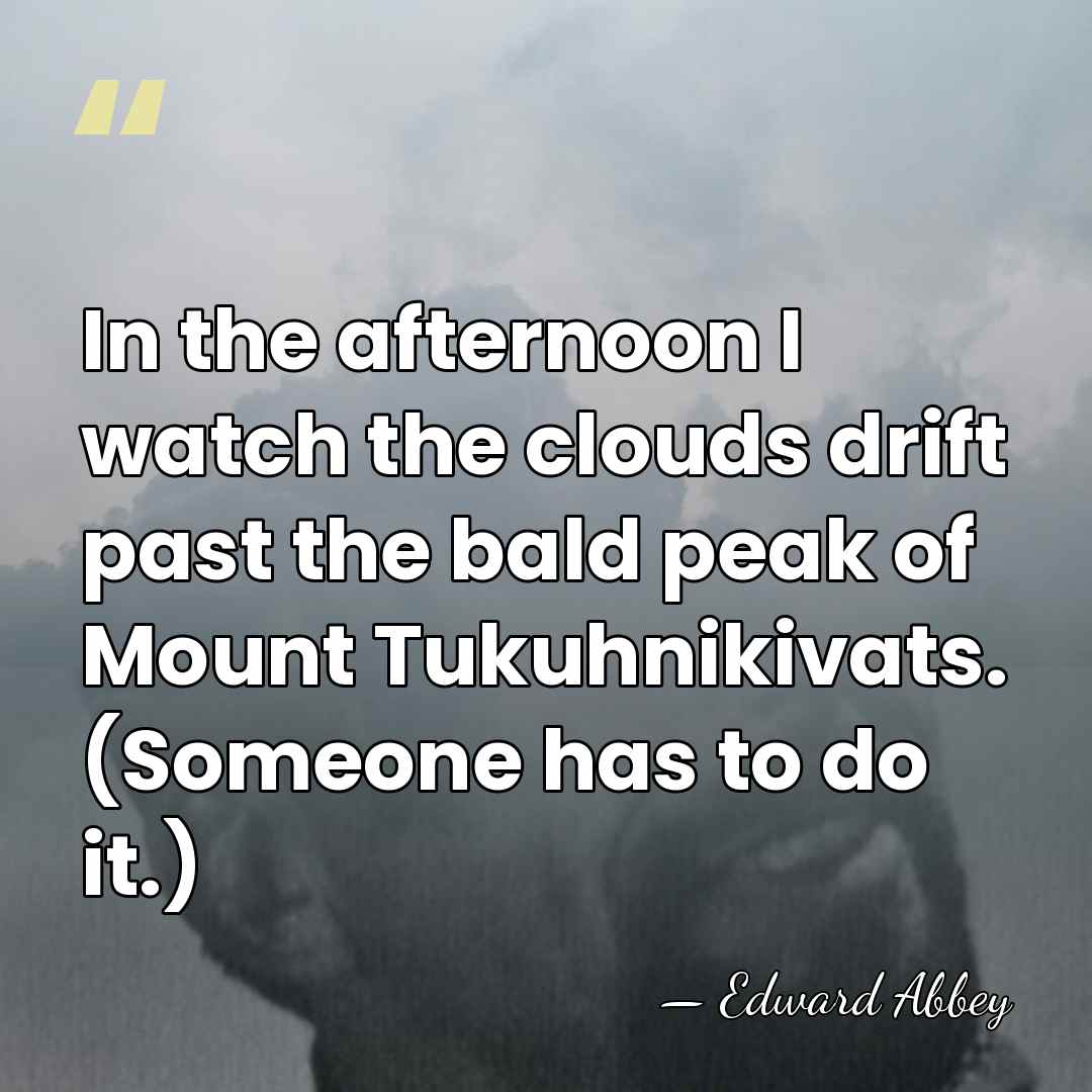 In the afternoon I watch the clouds drift past the bald peak&hellip; - Edward Abbey