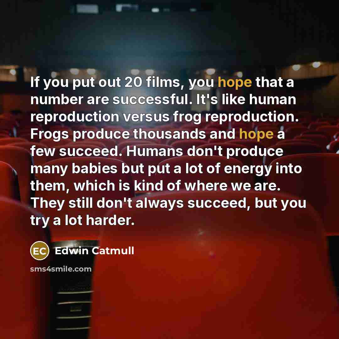 “If you put out 20 films, you hope that a…” quote by Edwin Catmull