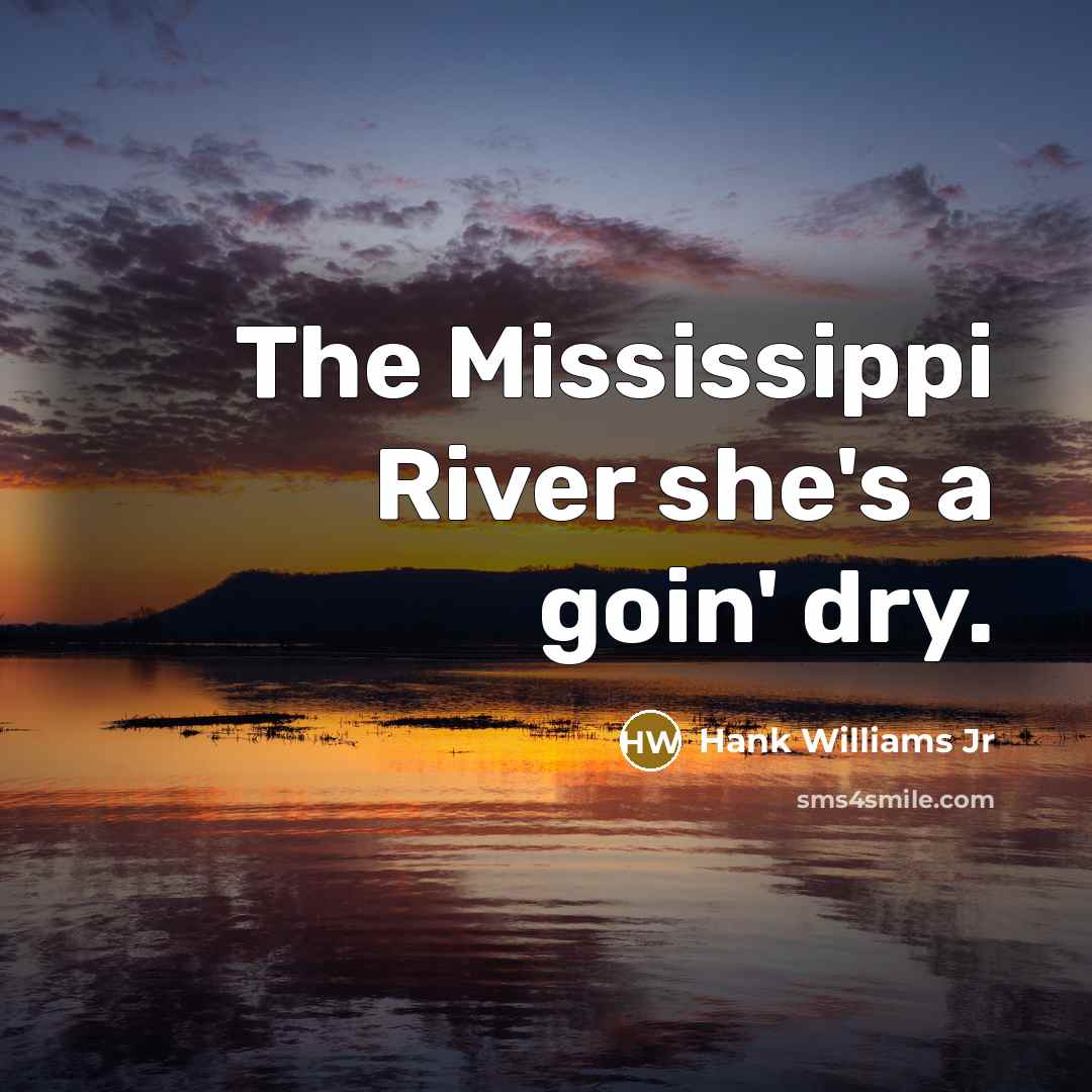 “The Mississippi River she's a goin' dry.” quote by Hank Williams Jr