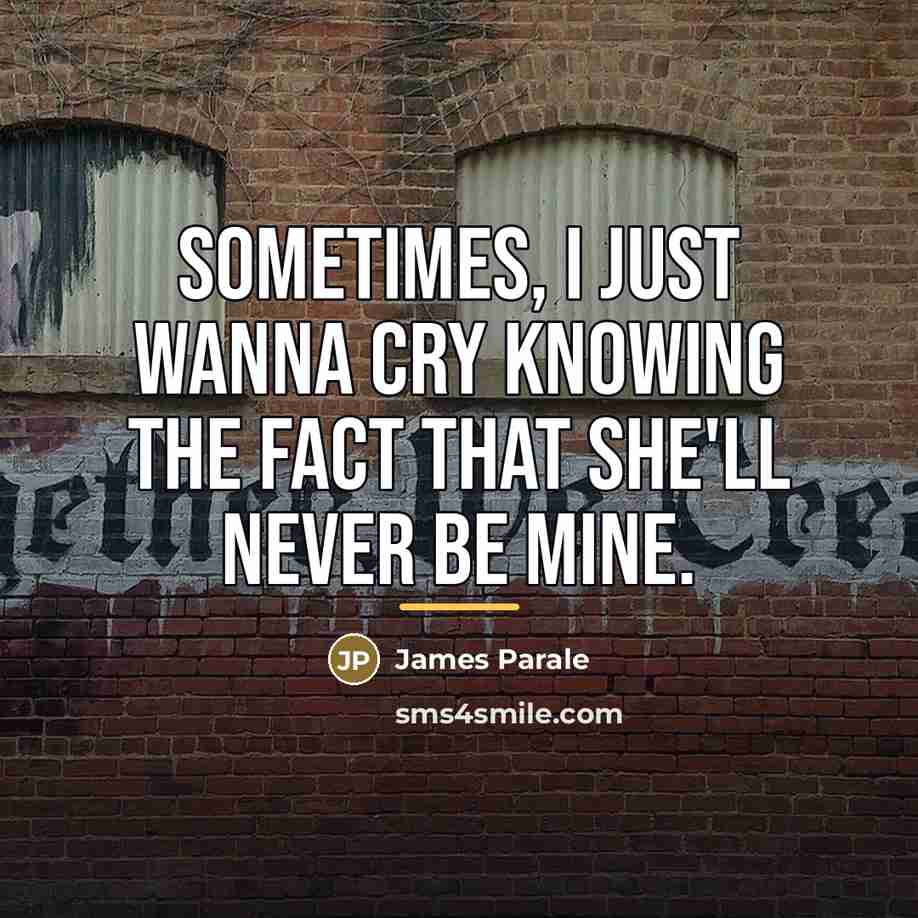 “Sometimes, I just wanna cry knowing the fact that she'll…” quote by James Parale