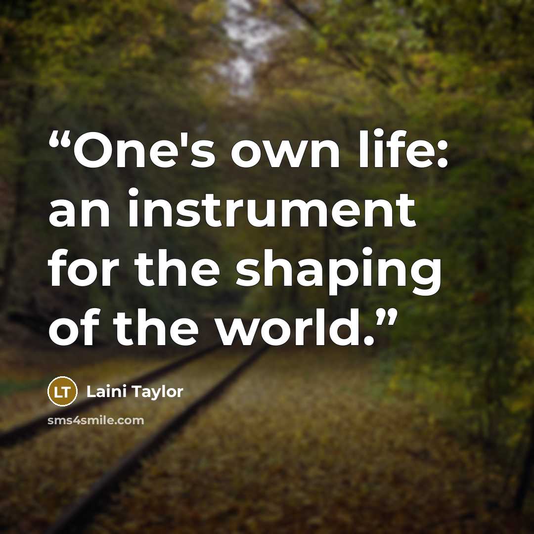 “One's own life: an instrument for the shaping of the world.” quote by Laini Taylor