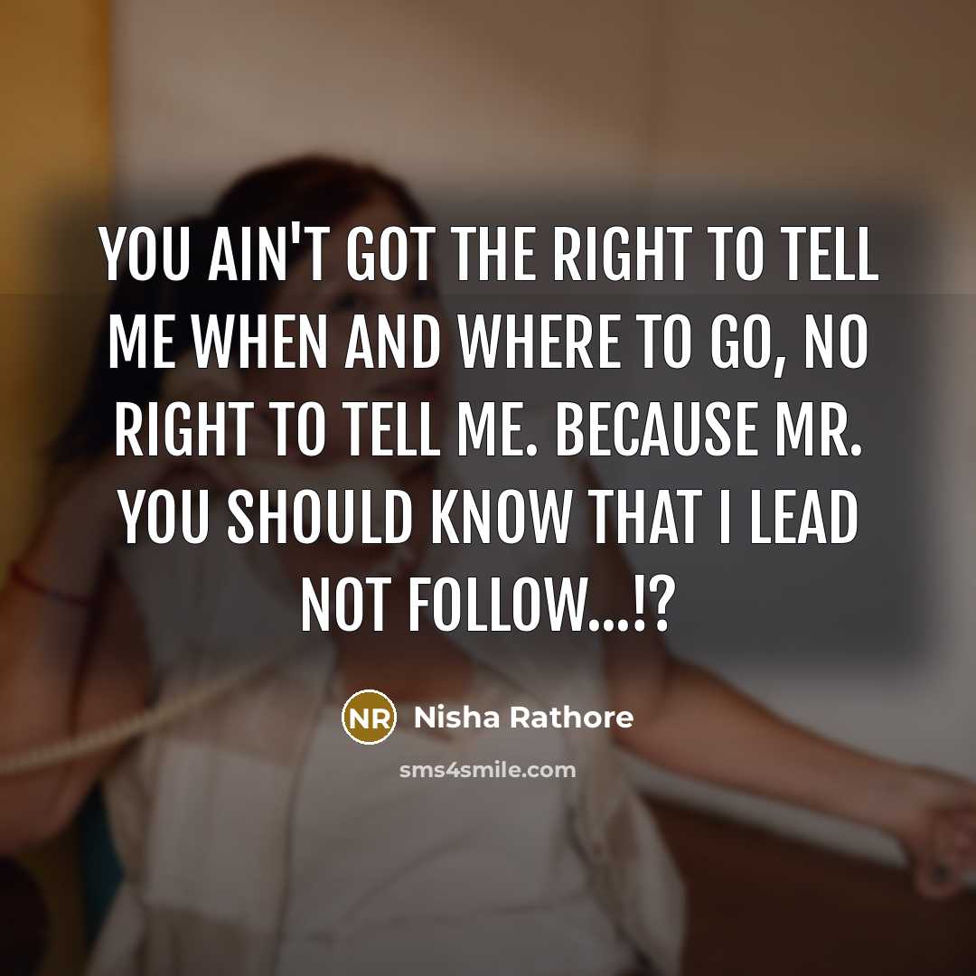 “You ain't got the right to tell me When and…” quote by Nisha Rathore