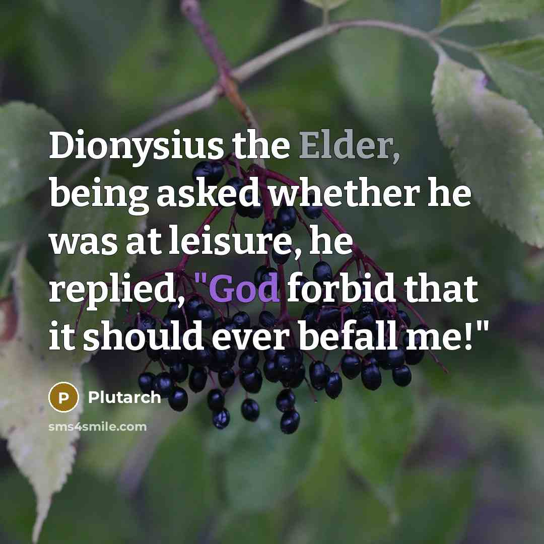 “Dionysius the Elder, being asked whether he was at leisure, he replied, "God forbid that it should ever befall me!"” quote by Plutarch